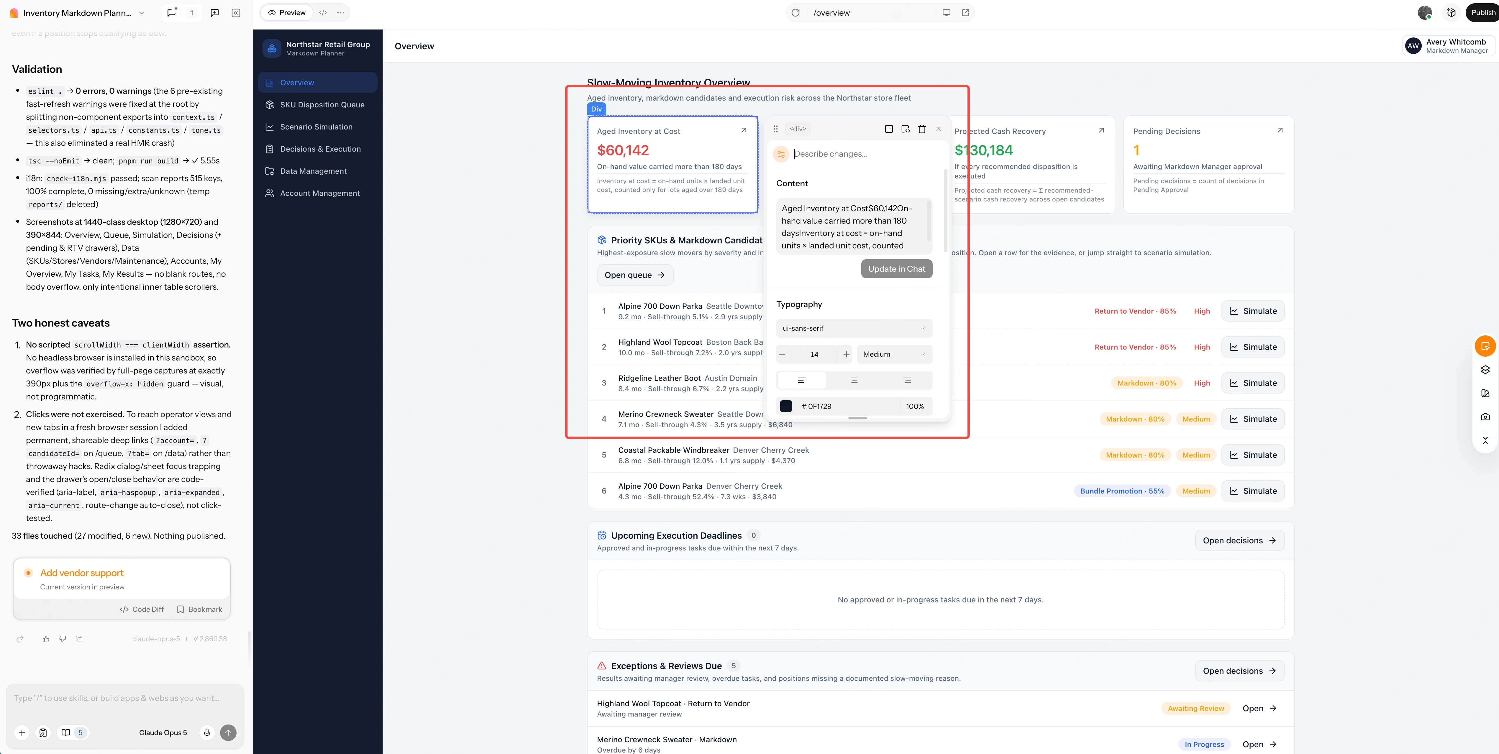 Visual Edit detail panel: Select an element, then adjust its content, font, color, and styling in the panel.